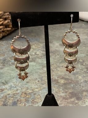 Kenneth Johnson Crescent & Star Dangle Earrings with Copper Accents